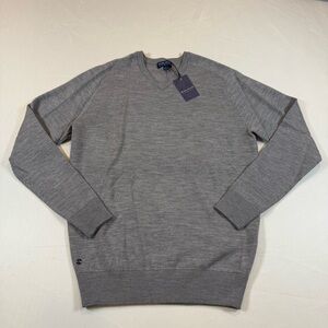 Peter Millar Crown Crafted V-Neck Merino Wool Sweater Gray Size Small NWT $198